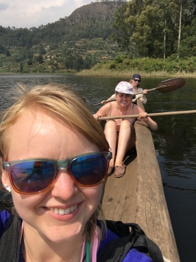 Canoeing in Lake Mutanda